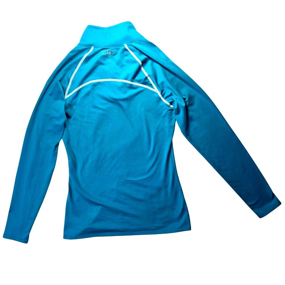 Under Armour Women's Blue Semi-Fitted ColdGear 1/4 Zip Long Sleeve Active Top S - Picture 3 of 8